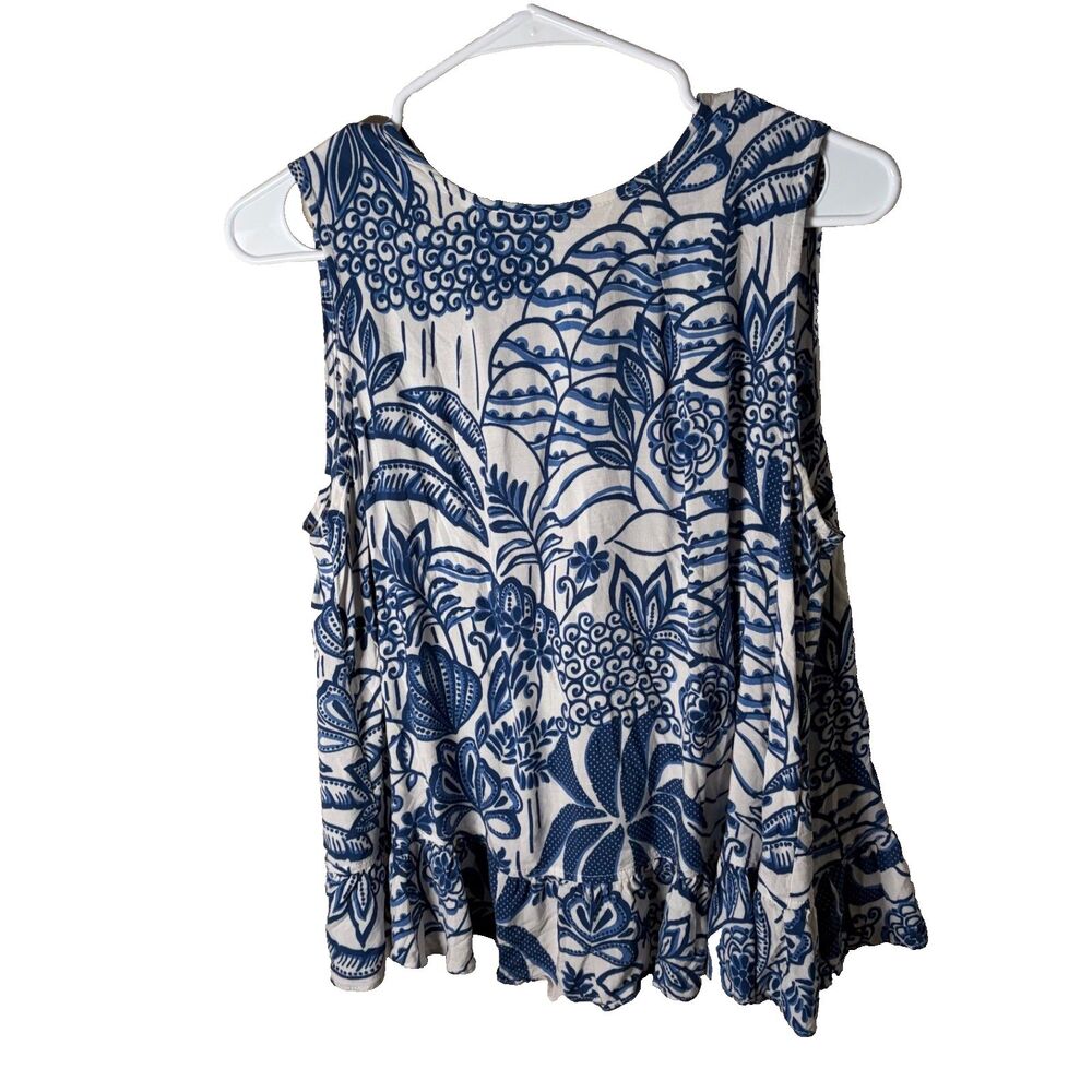 Vineyard Vines Tank Top Women's Large Blue Floral Sleeveless Lightweight